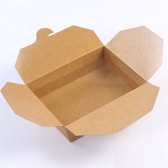 Disposable Custom Food Togo Kraft Paper Brown Chinese Restaurant Take out Boxes for Chicken Packaging