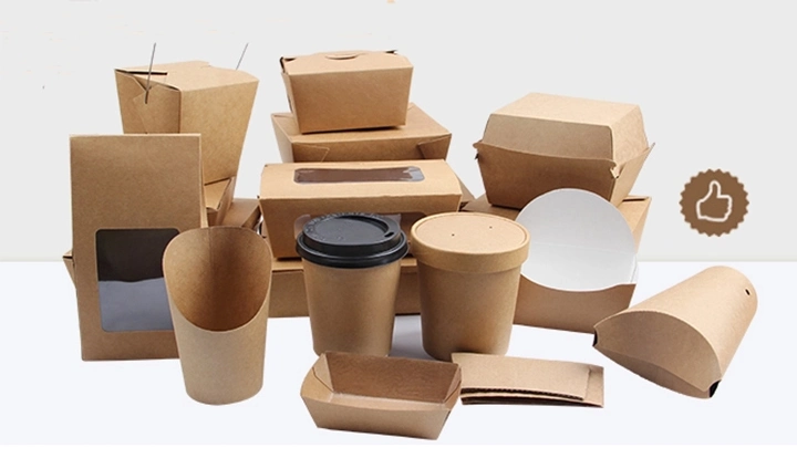 Eco-Friendly Disposable Kraft Paper Bowl Packaging Cup Bag Take Away Salad Bowl with Lid