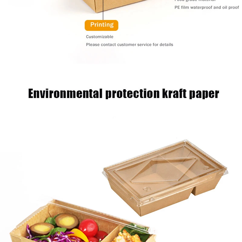 Disposable Burger French Fries Takeaway Salad Bowl Kraft Paper Box Lunch Food Container Box