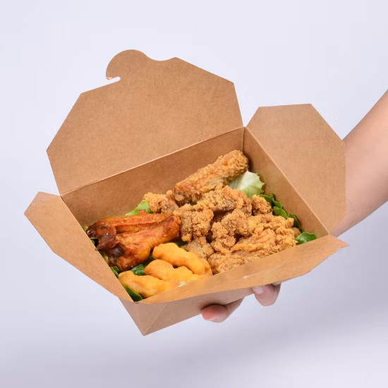 Disposable Custom Food Togo Kraft Paper Brown Chinese Restaurant Take out Boxes for Chicken Packaging