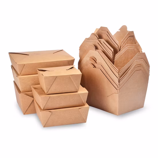 Disposable Custom Food Togo Kraft Paper Brown Chinese Restaurant Take out Boxes for Chicken Packaging