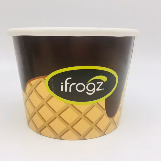 Coupe de crème glacée en papier jetable d'impression personnalisée biodégradable
