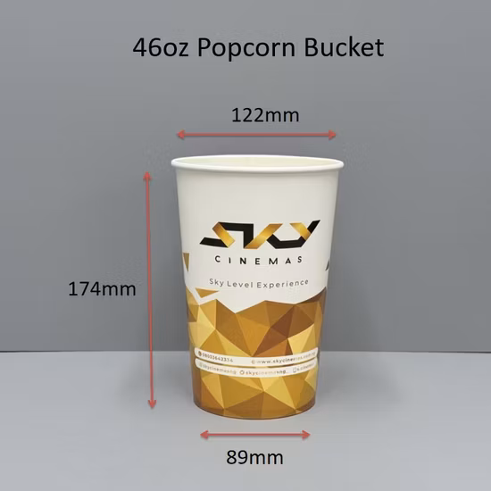 Papiers en plastique roses compostables jetables Paquet de récipient de poulet Boîte de pop-corn Seau