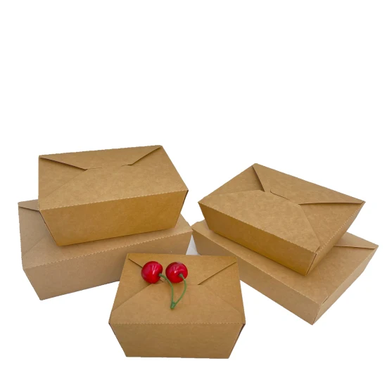 Conteneurs d'emballage alimentaire rapide à emporter Boîte à salade Restaurant Boîtes à lunch en papier kraft brun recyclé jetables avec couvercle