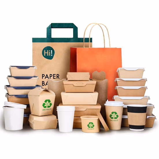 Conteneur de boîte à lunch à emporter imprimé personnalisé/bol de soupe à salade/boîtes d'emballage alimentaire en papier Kraft