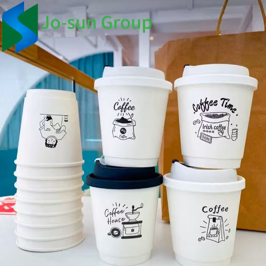 Tasses à café 8/12/16/22 oz avec couvercles, tasses à café en papier à double paroi, tasse à café en papier jetable à double paroi avec couvercle