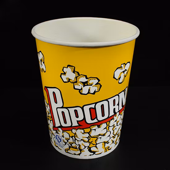 Seau de tasse de papier de maïs soufflé imprimé par coutume jetable de la nourriture 85oz
