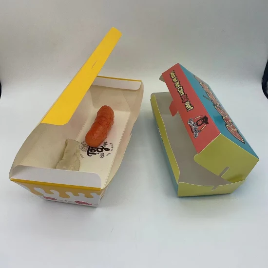 Plateaux de nourriture en papier kraft hotdog respectueux de l'environnement avec logo