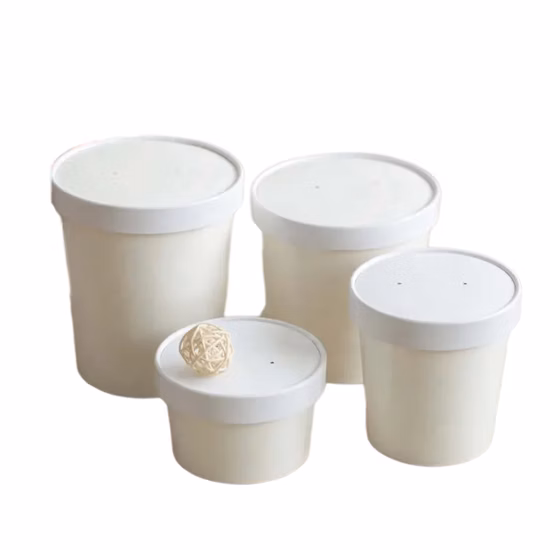 Seau en carton en papier kraft étanche à l'humidité avec couvercle