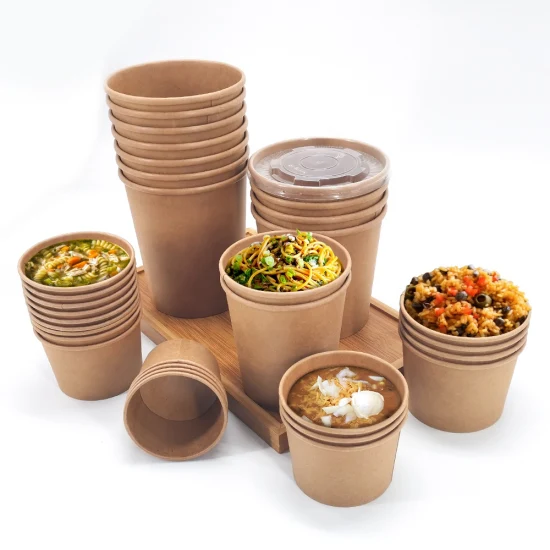 Usine d'approvisionnement jetable impression personnalisée boîte d'emballage alimentaire conteneur bol à salade en papier kraft avec couvercle