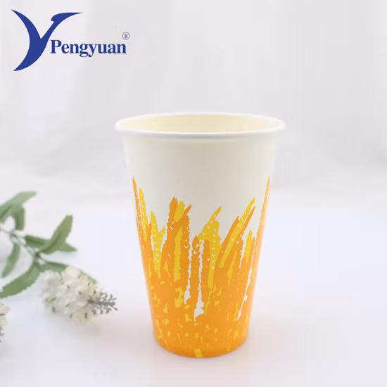 Gobelet en papier à paroi simple imprimé personnalisé avec couvercle