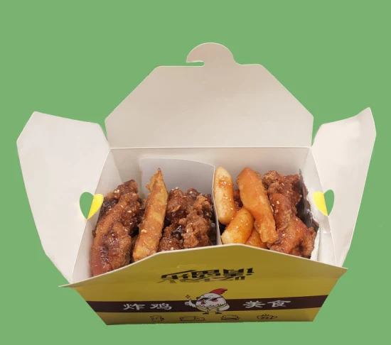 Nourriture personnalisée jetable Togo papier kraft brun restaurant chinois boîtes à emporter pour l'emballage de poulet